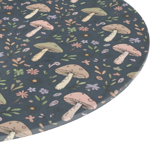 Planche À Découper Round Deep Slate Blue Fungi Dark Academia Circle (Coin)