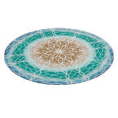 Planche À Découper Round Ocean Waves Mandala Turquoise et Turquoise (Coin)