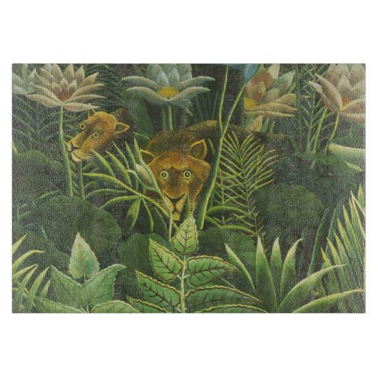 Planche À Découper Rousseau Tropical Jungle Lion Peinture (Devant)