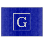 Planche À Découper Royal Bleu Blanc encadré Monogramme initial (Devant)