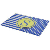 Planche À Découper Royal Blue Pois et stries-Monogram STaylor (Coin)