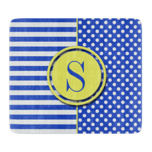 Planche À Découper Royal Blue Pois et stries-Monogram STaylor
