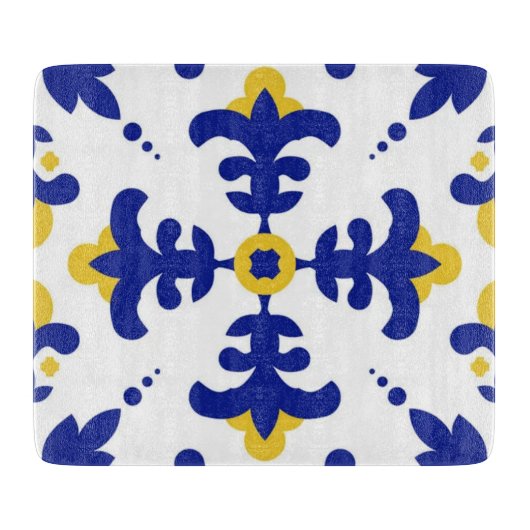 Planche À Découper Royal Fleur Bold Blue and Gold Botanical (Devant)