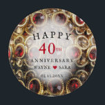 Planche À Découper Ruby Red Jeweled 40th Mariage Anniversary<br><div class="desc">40th Ruby and Gold Jewel arrière - plan annonce la célébration d'un merveilleux 40ans ensemble. Un bijou de rubis est traditionnel pour cette étape mariage de l'anniversaire. Cette fine pierre de taille est choisie pour représenter la valeur de tant d'années ensemble; un don traditionnel qui est beau et durable. Les...</div>