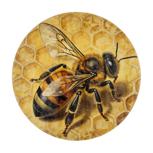 Planche À Découper Ruche d'abeille miel doré naturel (Devant)