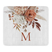 Planche À Découper Russe Boho Terracotta Florals Monogramme initial (Devant)