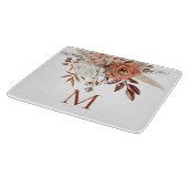 Planche À Découper Russe Boho Terracotta Florals Monogramme initial (Coin)