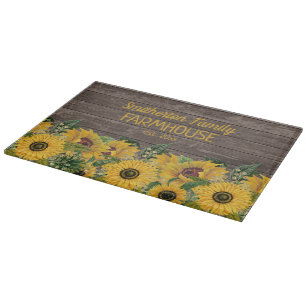 Planche À Découper Russe Grange Bois Jaune Tournesol Famille Ferme