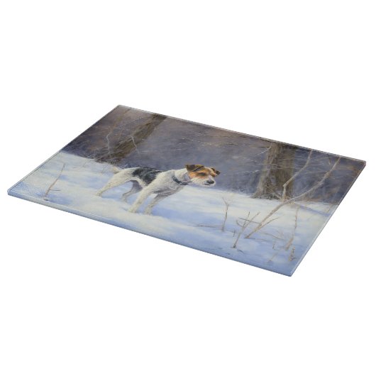 Planche À Découper Russell Terrier Laisser neiger Noël (Coin)