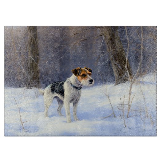 Planche À Découper Russell Terrier Laisser neiger Noël (Devant)