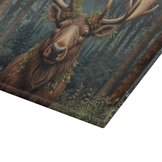 Planche À Découper Rustic Christmas moose deer boho woodland forest (Coin)