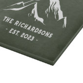 Planche À Découper Rustic Mountains Nom de famille personnalisé Lake (Coin)