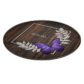 Planche À Découper Rustic Purple Butterfly Personalized Cutting Board (Coin)