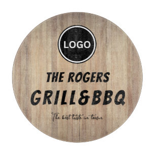 Planche À Découper Rustic Wood Business Logo Grill & BBQ