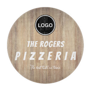Planche À Découper Rustic Wood Business Logo Pizzeria