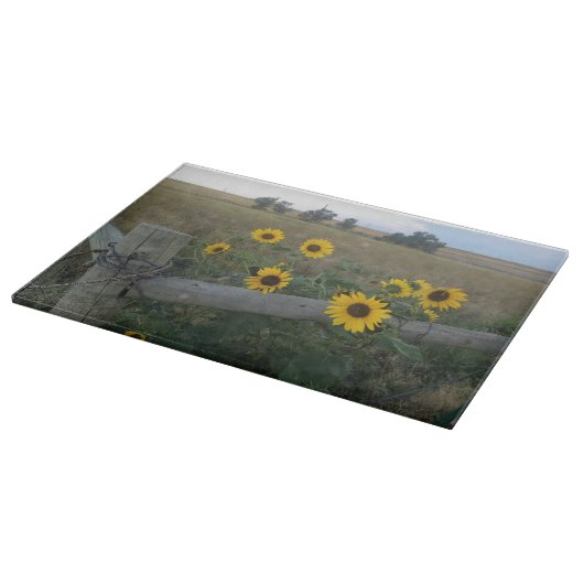 Planche à découper rustique de pays de tournesol (Coin)