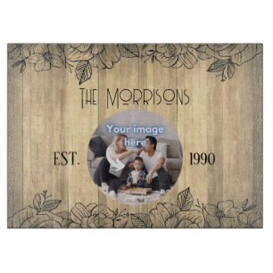 Planche À Découper Rustique Floral Anniversaire Modèle photo de famil