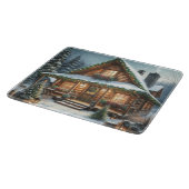 Planche À Découper Rustique hiver/Noël cabine enneigé (Coin)
