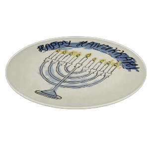 Planche À Découper Rustique juif Hiliday peint Hanoukka Menorah