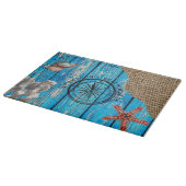 Planche À Découper Rustique Nautique Bleu Burlap Starfish (Coin)