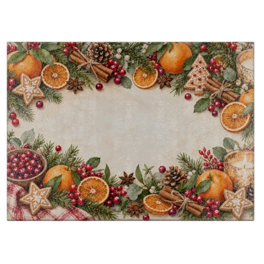 Planche à découper Rustique Noël aquarelle (Devant)