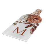 Planche À Découper Rustique Terracotta Boho Florals Monogramme initia (Coin)