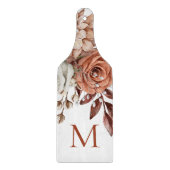 Planche À Découper Rustique Terracotta Boho Florals Monogramme initia (Devant)
