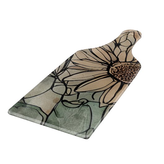 Planche À Découper Sage floral Boho Abstrait et beige (Coin)