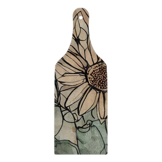 Planche À Découper Sage floral Boho Abstrait et beige (Devant)