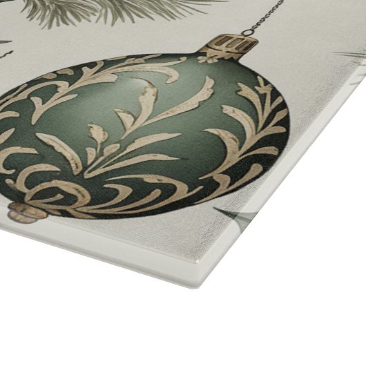 Planche À Découper Sage Greenand Or Ornements de Noël Poinsettias (Coin)