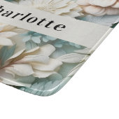 Planche À Découper Sage vert crème fleurons nom script (Coin)