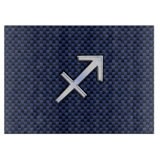 Planche À Découper Sagittarius Zodiac Sign on Blue Carbon Fibre Style (Devant)