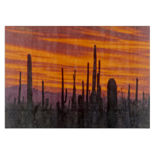 Planche À Découper Saguaro, coucher du soleil, Parc national du Sagua