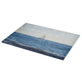 Planche À Découper Sailboat Sailing on the Ocean Blue Glass (Coin)