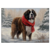 Planche À Découper Saint Bernard Chien à Noël de neige (Devant)