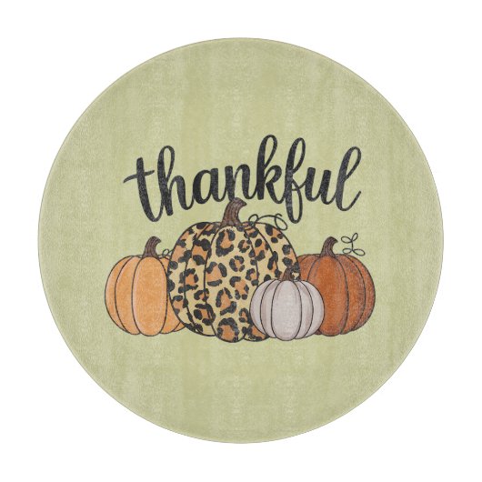 Planche À Découper Saison Citrouille léopard Thanksgiving Halloween a (Devant)