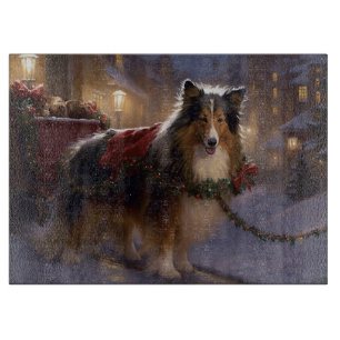 Planche À Découper Saison de Noël du Shetland Sheepdog