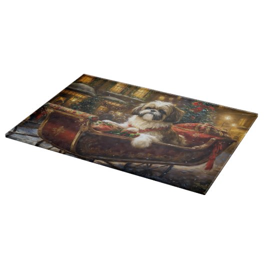 Planche À Découper Saison de Noël Shih Tzu (Coin)