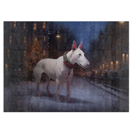 Planche À Découper Saison Festive de Noël Bull Terrier (Devant)