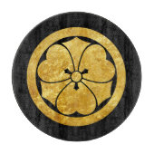 Planche À Découper Sakai Mon japonais samurai clan or sur noir (Devant)