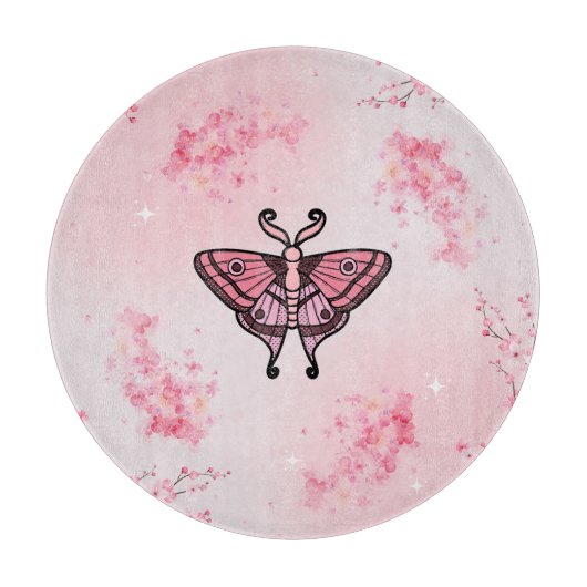 Planche À Découper Sakura Bliss, teigne rose et Sakura floral (Devant)