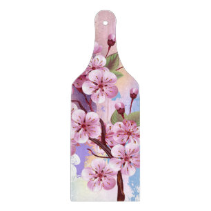 Planche À Découper Sakura rose sur la peinture Arrière - plan