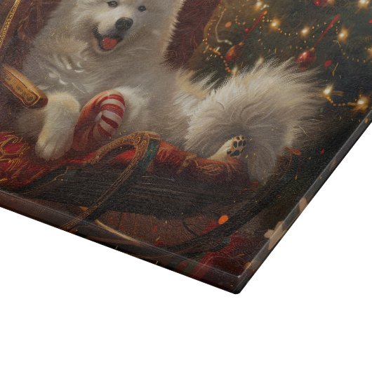 Planche À Découper Samoyed Chien Festive de Noël (Coin)