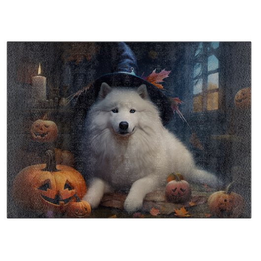 Planche À Découper Samoyèdes Citrouilles Halloween Épouvantable (Devant)