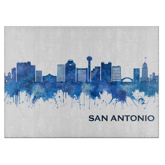 Planche À Découper San Antonio Texas Skyline Blue (Devant)