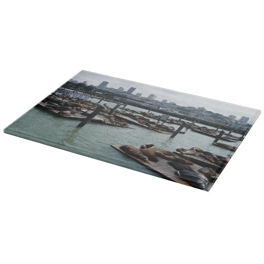 Planche À Découper San Francisco et Pier 39 Sea Lions City Skyline (Coin)