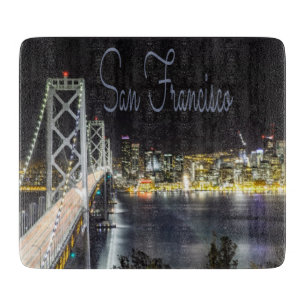 Planche À Découper San Francisco Night Sky Line Golden Gate Bridge.