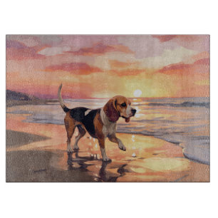 Planche À Découper Sandy Paws Chien Beagle sur le coucher du soleil d