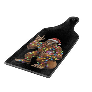 Planche À Découper Santa Bigfoot Lumières de Noël Rock Drôle