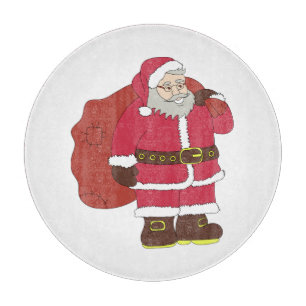 Planche À Découper Santa Claus en rouge avec sac cadeau et lunettes